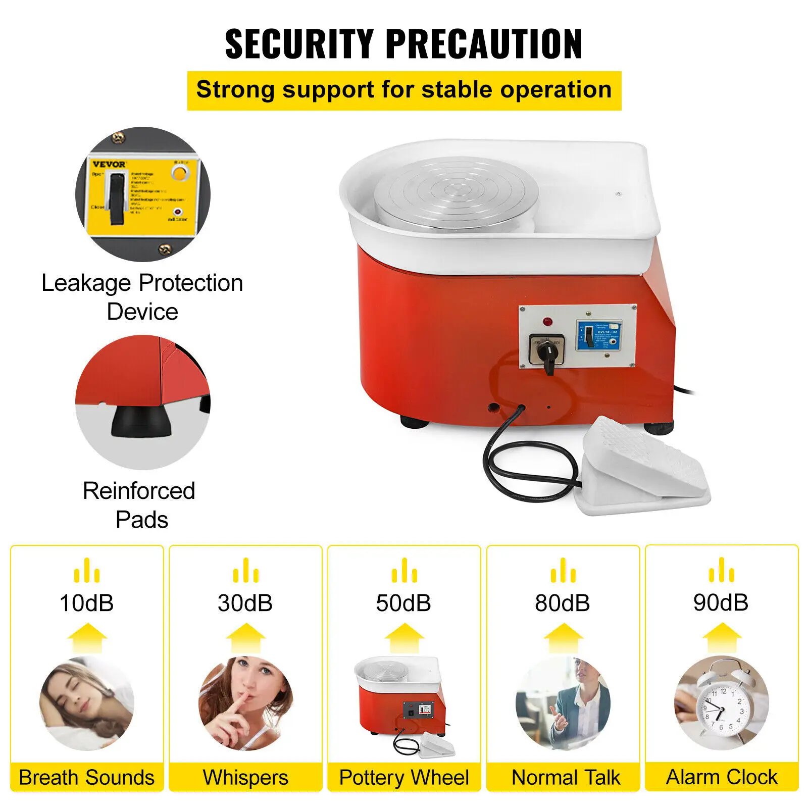 VEVOR 25CM Điện Chuyên Nghiệp Gốm Bánh Xe Máy 220V Gốm Công Việc Đất Sét Nghệ Thuật Thủ Công Tay Đẩy/Bàn Đạp Điều Khiển người Thợ Gốm