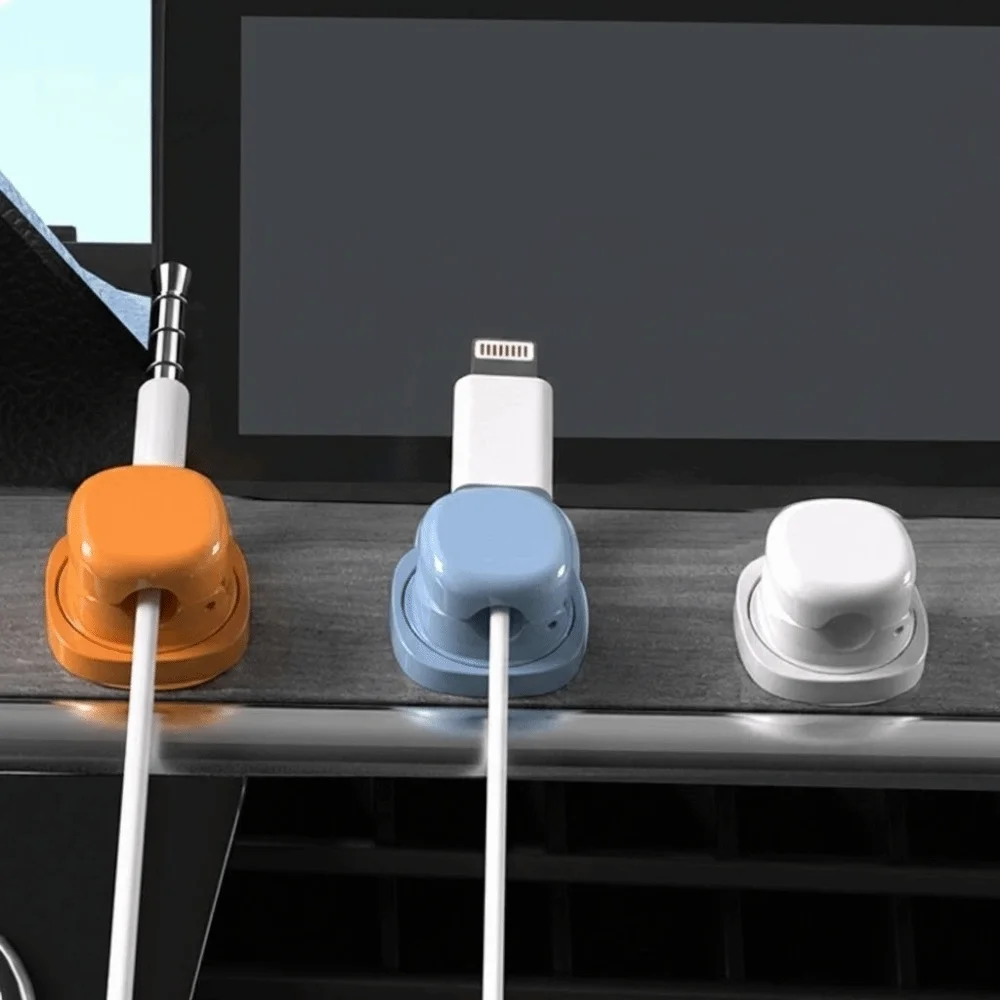 6pcs Adhesive Desktop Cable Organizer Rotatable Wall Mount Under Desk Wire Holder Anti-Slip Adjustable Cord Cable Organizer