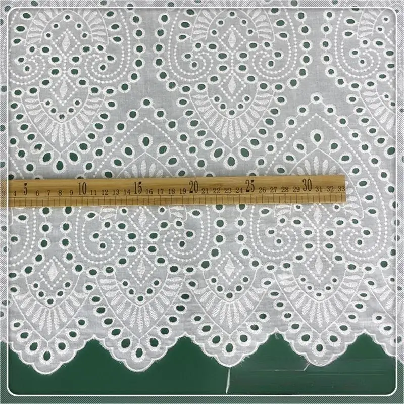 1yard 100% Cotton embroidered clothing big geometry pattern cotton lace for daily woman dress garment dress shirt fabric