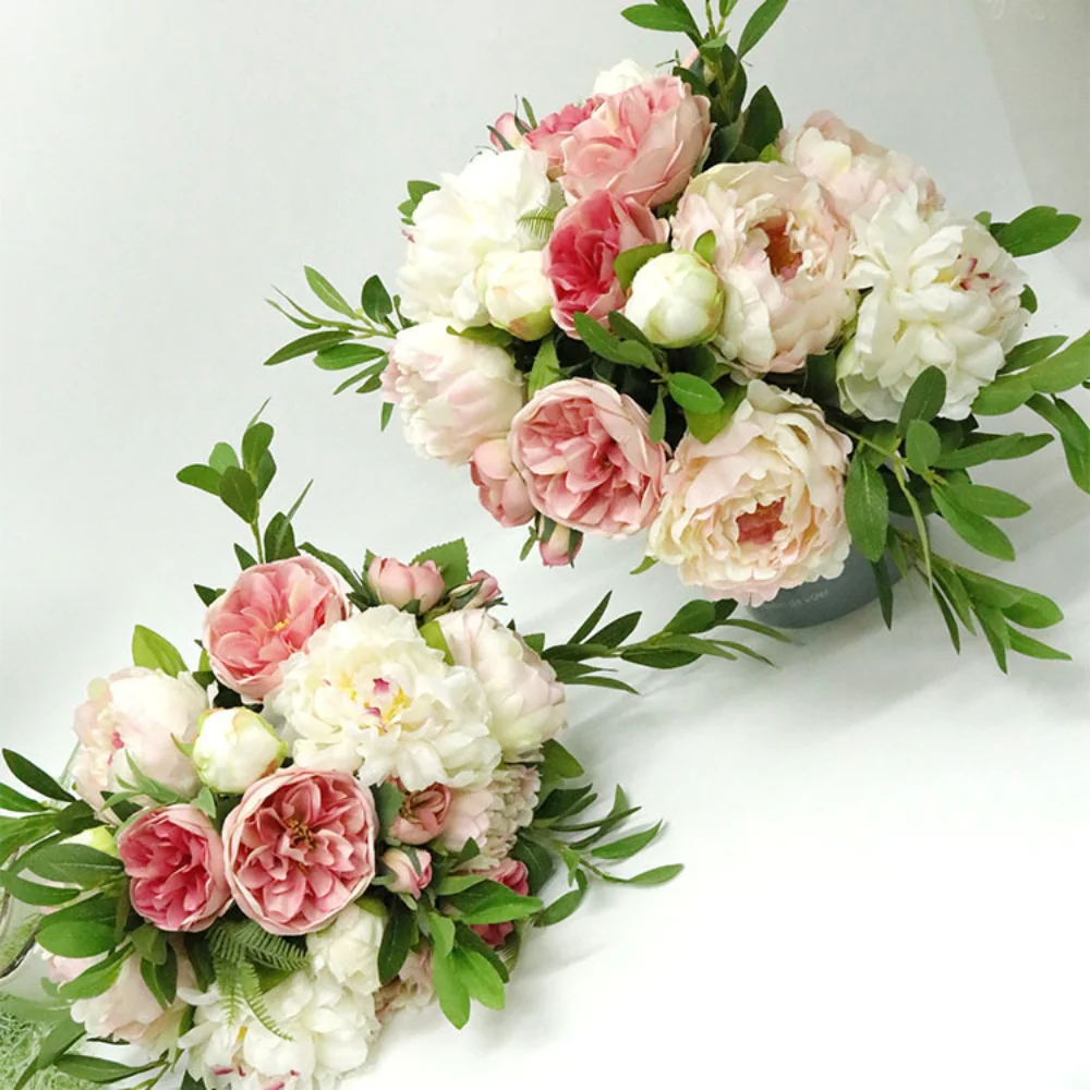 Mazzi di fiori di peonia rosa per damigella d'onore rosa di seta da sposa che tiene fiori decorazione per la casa di nozze fai da te hochzeit zubehr