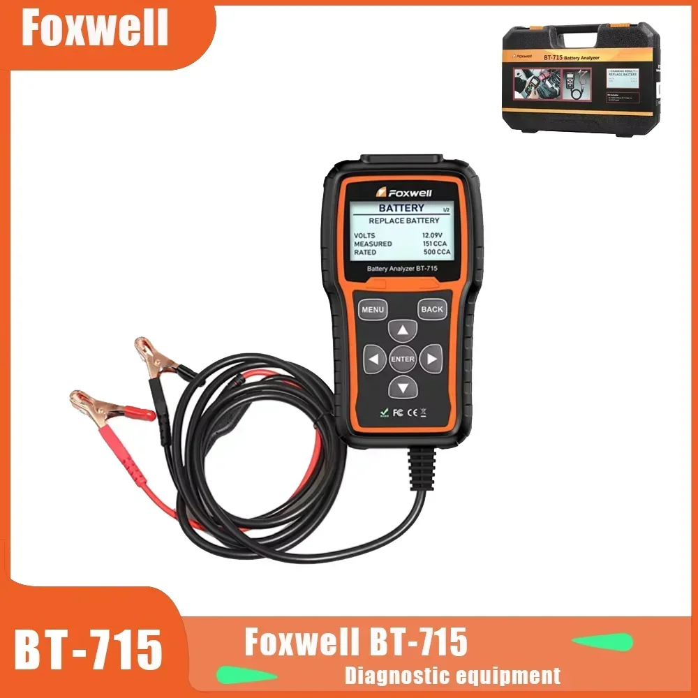 Foxwell BT715 Car Battery Analyzer 12V & 24V AGM / EFB Flat Plate Battery Tester BT715 Multi-Language car relay tester