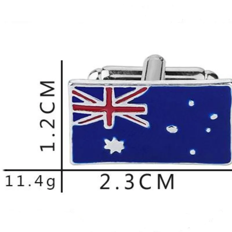 أزرار أكمام كلاسيكية للرجال بنمط العلم الأسترالي مربع، بدلة قميص رسمية، بلوزة سهرة، زر أساور مستطيلة