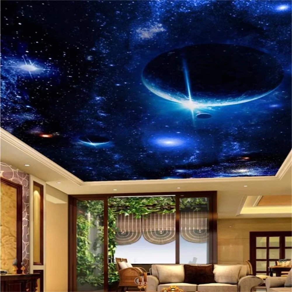 Custom large wallpaper 3d обои cosmic sky ceiling living room bedroom hotel ceiling murals Fantasy Star Planet Zenith wallpaper