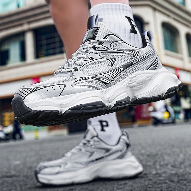 

2025Summer Breathable Comfortable Lightweight High-Quality Fashion Dad Shoes Casual Trendy Men's Shoes Gray Black39-44