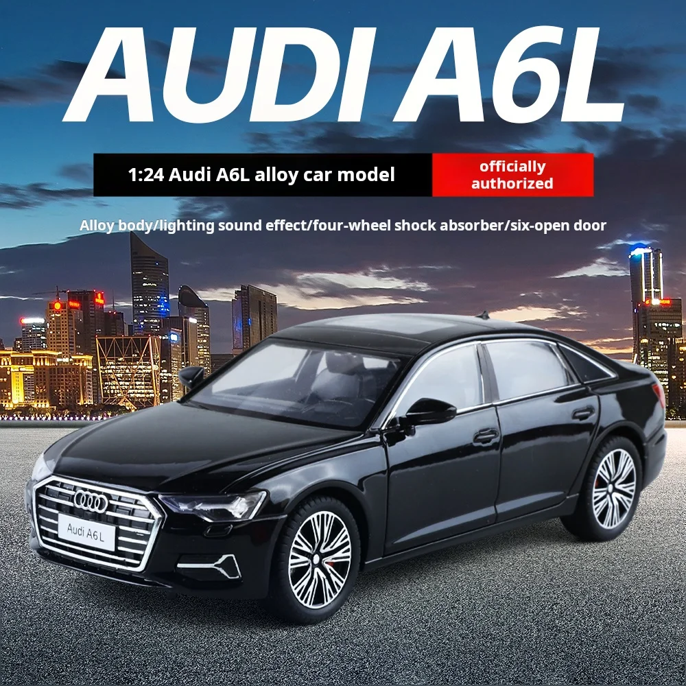 

1:24 Audi A6L Sedan Alloy Diecast Toy Car Vehicle Precision Model Pull Back Sound Light Pull Back Collect Gift Kid Decoration
