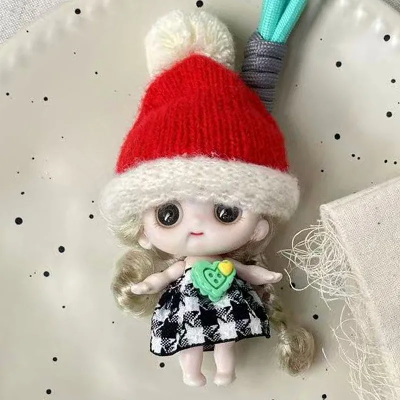 Chapeau de noël mignon, pendentif de poupée, sac porte-clés de poupée de dessin animé mignon avec petite décoration astucieuse.