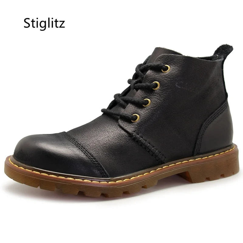 Men's High-Top Casual Ankle Boots Soft Tendon Sole Work Shoes Genuine Leather Fashion Men Boots Retro Mid-Top Leather Shoes