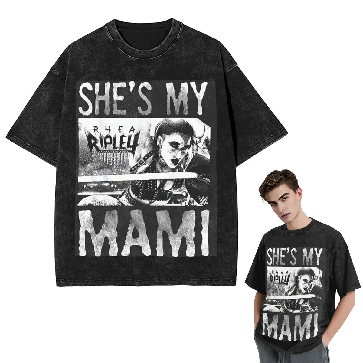 

Уличные футболки She Is My Mami! Rhea Ripley Bootleg Wrestler футболка с коротким рукавом в стиле хип-хоп футболки для мужчин и женщин