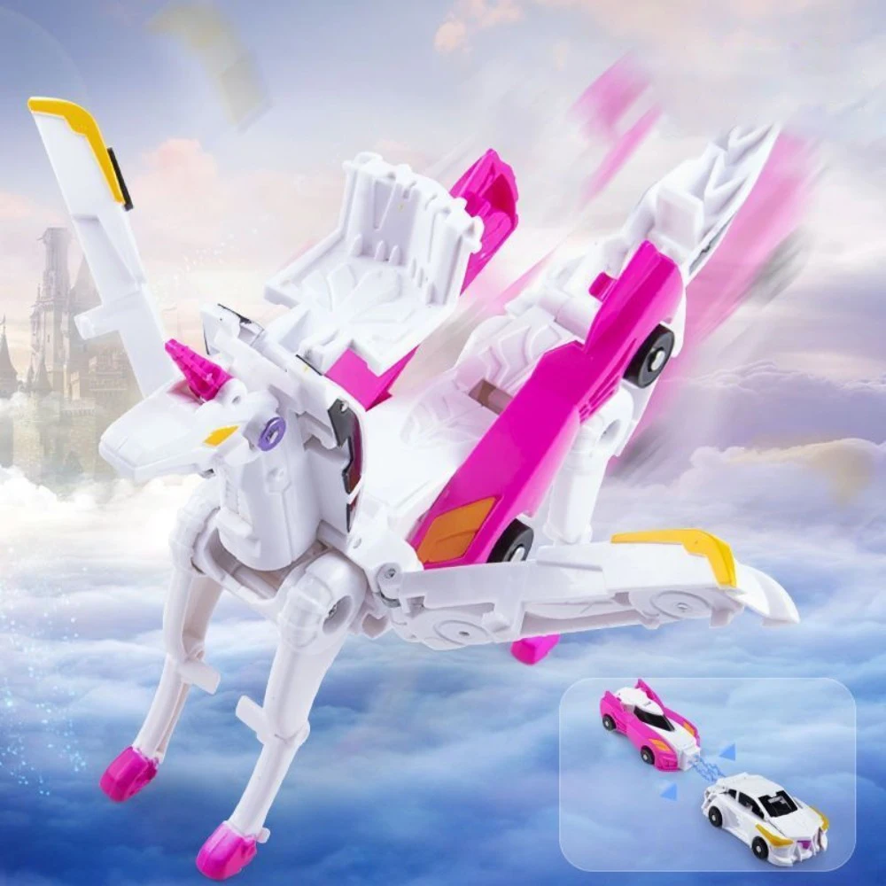 Winged Pegasus Car Transforms Into Unicorn Toy Creative Inertial Sliding Plastic Impact Deformed Children\'s Toy Car Model