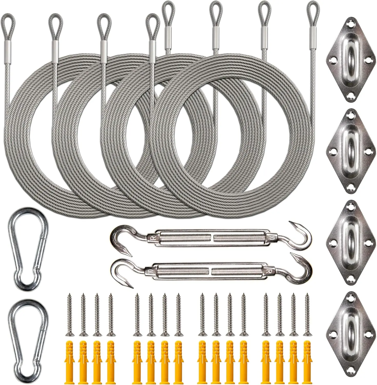 

Hardware Kit Set for Rec le/Square Sun Shade Sails Canopy, Easy-Tensioning, 316 Military-Grade Stainless Steel(10 Inch Hardw