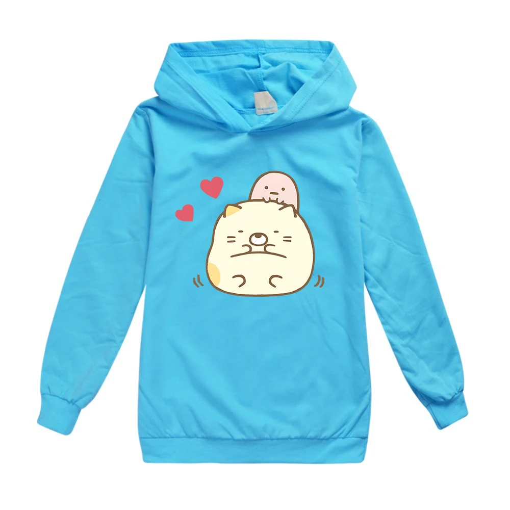 Anime Sumikko Print Hoodies Kids Kawaii Streetwears Children Comic Manga Sumikkogurashi Tops Autumn 100% Cotton Boys Girls 2-15Y