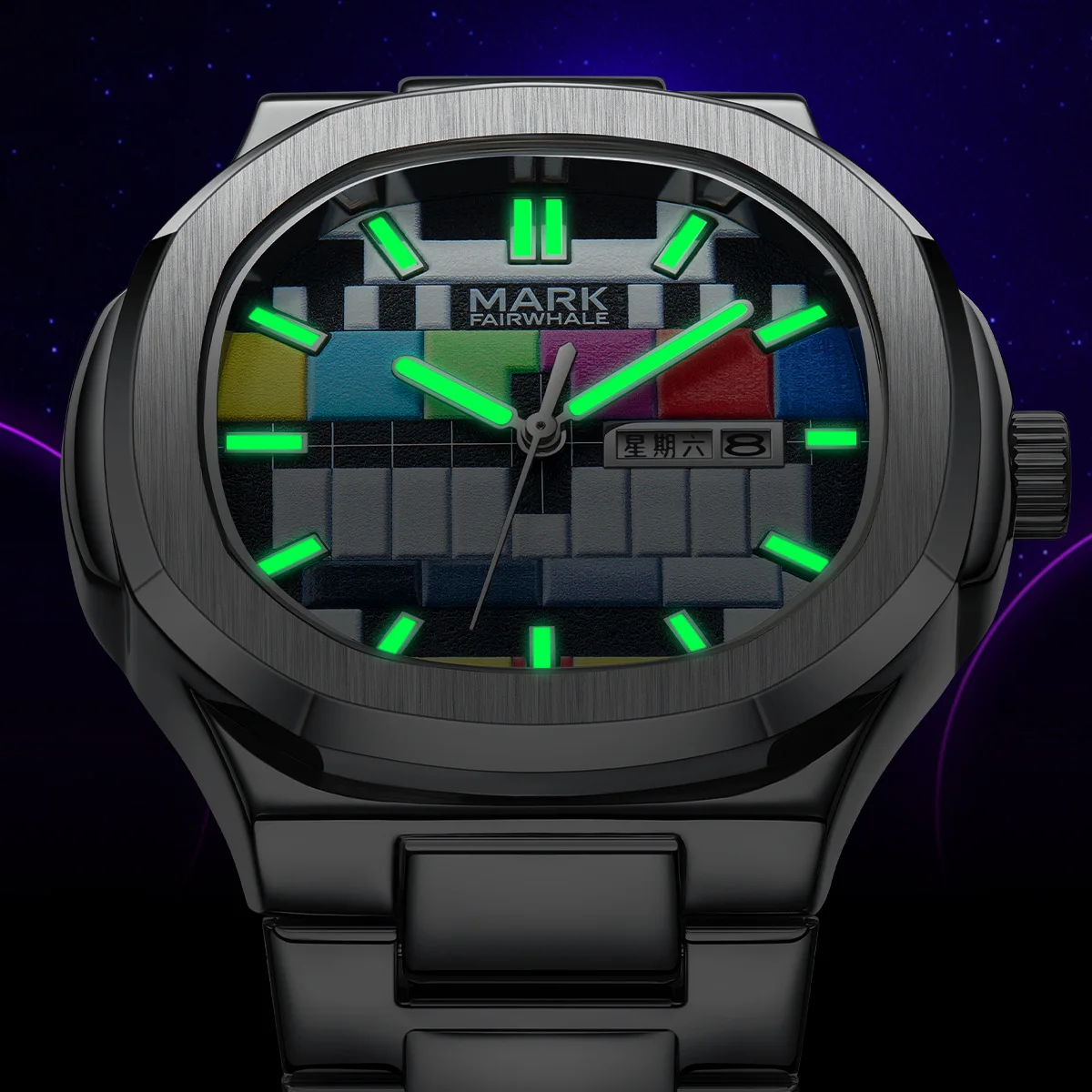 Mark fairwhale 5210 moda masculina relógio de quartzo retro tv dial calendário luminoso à prova dwaterproof água relógios esportivos casuais homem reloj hombre