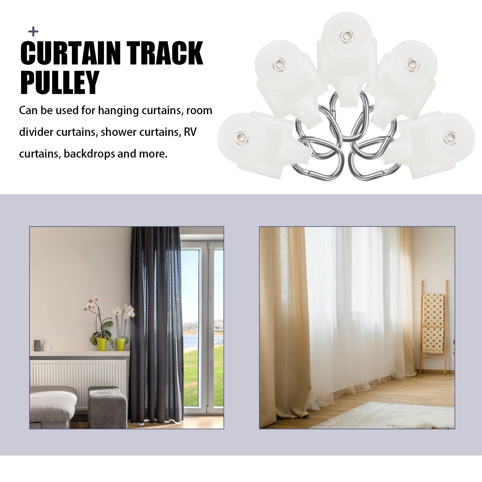 

10pcs High Grade Plastic Metal Strong Large Rollers Smooth Quiet Glide Replacement For Curved Track Ceiling Curtain
