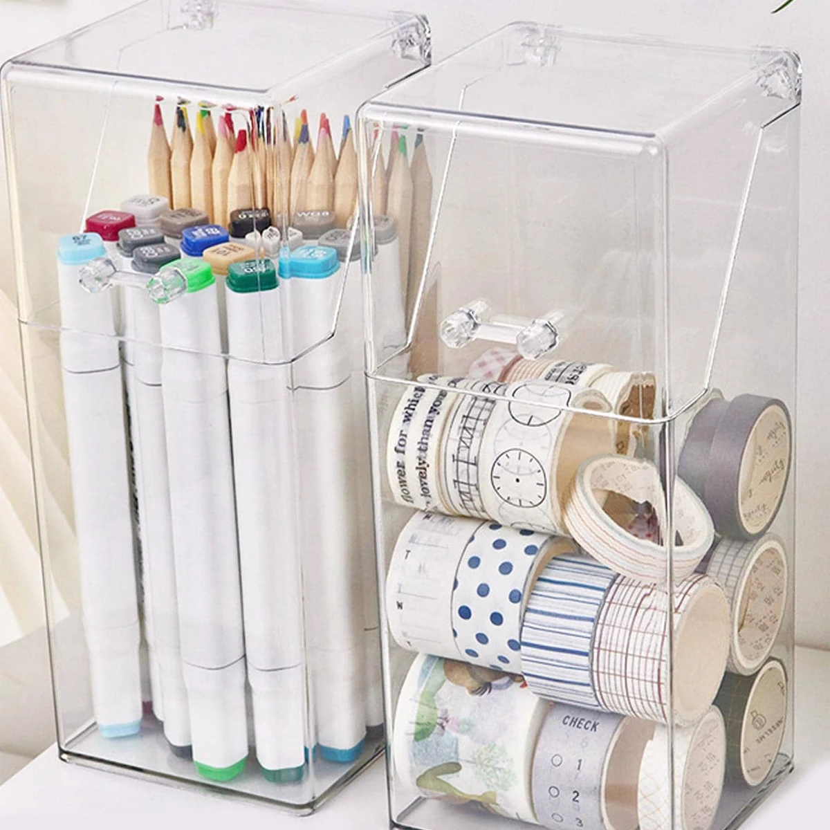 1pc makeup organizer, transparent makeup brush storage box, makeup storage bucket, pen and pencil storage box