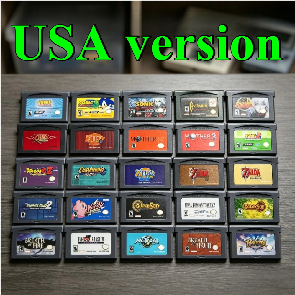 35 Styles USA GBA Game Cartridge Final Fantasy Advance Wars Metroid Kirby Golden Sun Doom Breath of Fire for GBA SP Game Gift