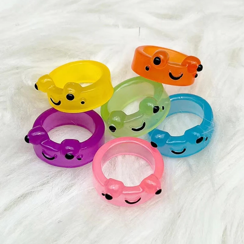 Colorful Frogs Ring Adjustable Size Finger Ring Accessory Animal Themed Open Rings Stylish Jewelry for Daily Wear C1FC