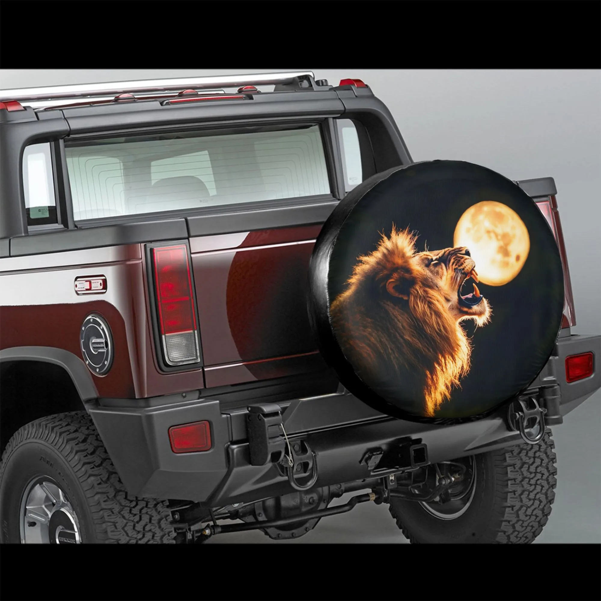 

Roaring Lion Moon Spare Tire Cover Polyester Waterproof Dustproof Wheel Protector for SUV Truck