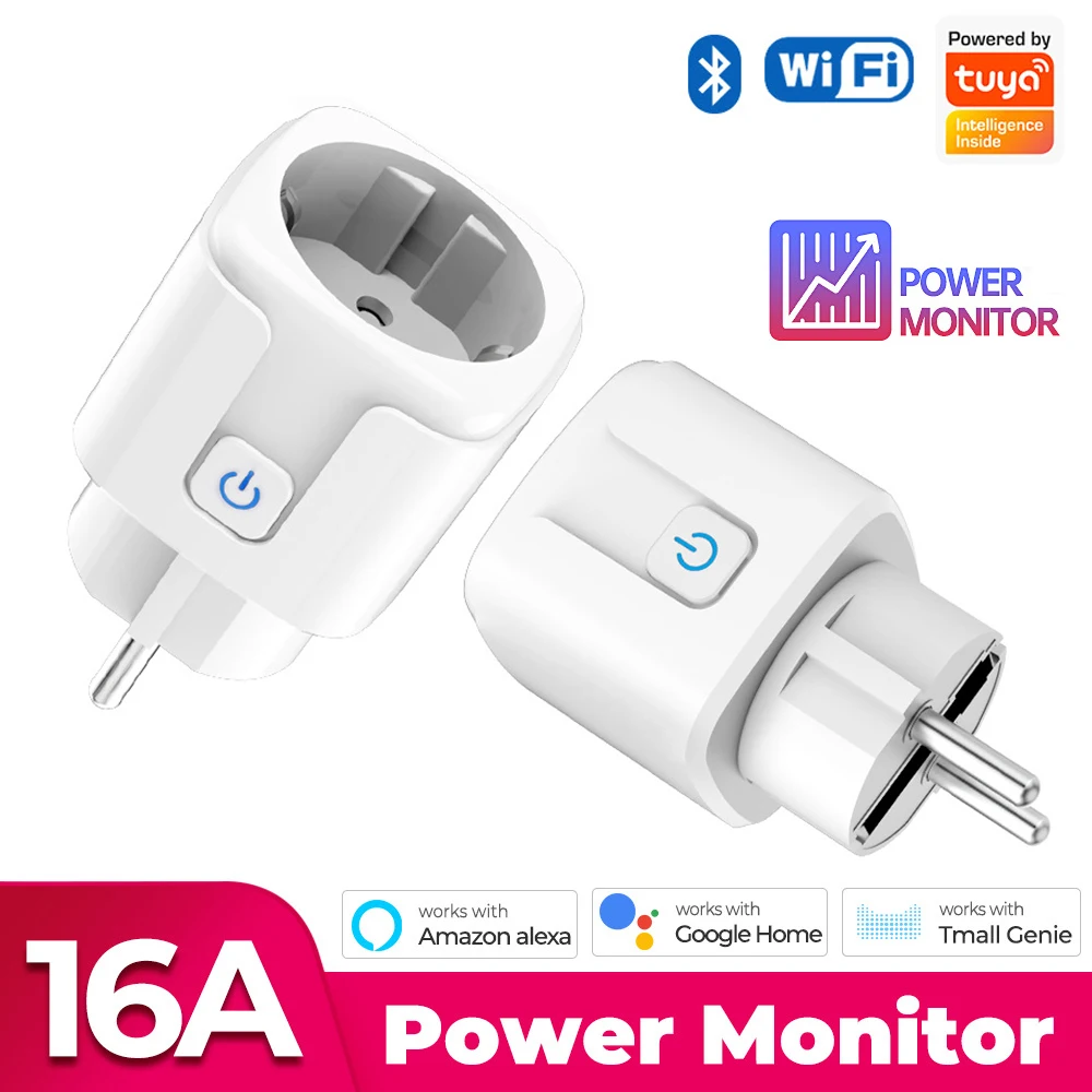 Tuya Smart Socket EU 16A Wifi Smart Plug With Power Monitoring Smart Life APP Remote Control Support Google Assistant Alexa