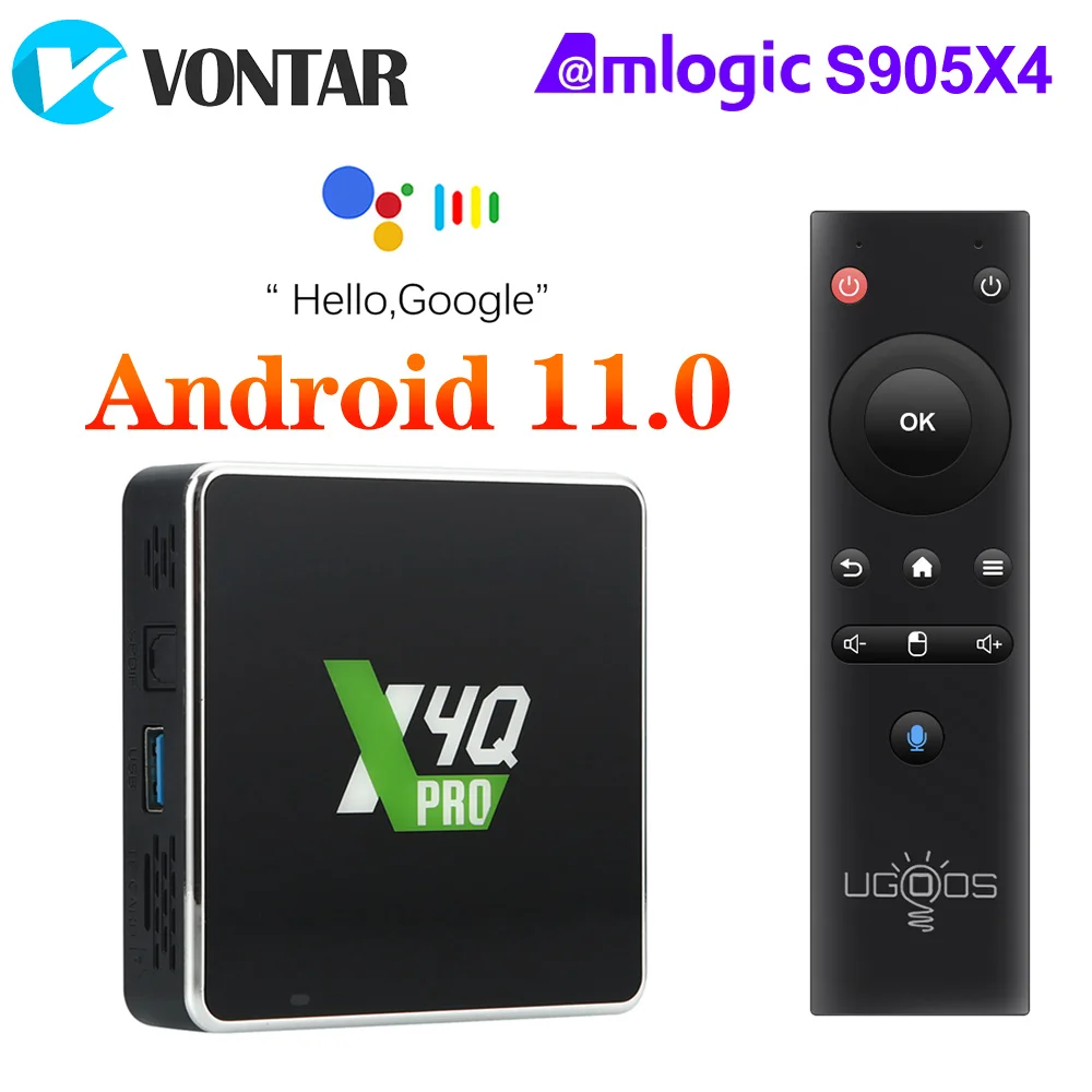 

UGOOS X4Q Pro 4GB 32GB Smart TV Box Android 11 Winevine L1 Amlogic S905X4 LPDDR4 AV1 CEC HDR 1000M BT 4K Cube 2G16G Plus 64GB