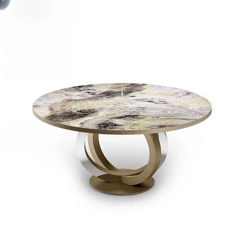 Italian Light Luxury Post-Modern Natural Marble Stone Plate Dining Table Dining Table