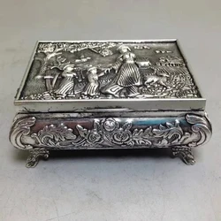 Exquisite white copper Miao silver figure jewelry box ornaments