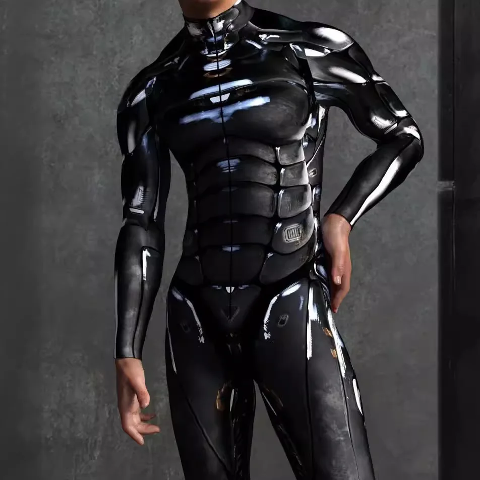 Bodysuit Cosplay impresso em 3D para homens, macacão Steampunk, Cyberpunk, Zentai Romper, festa de Halloween Carnival, meninos, adulto