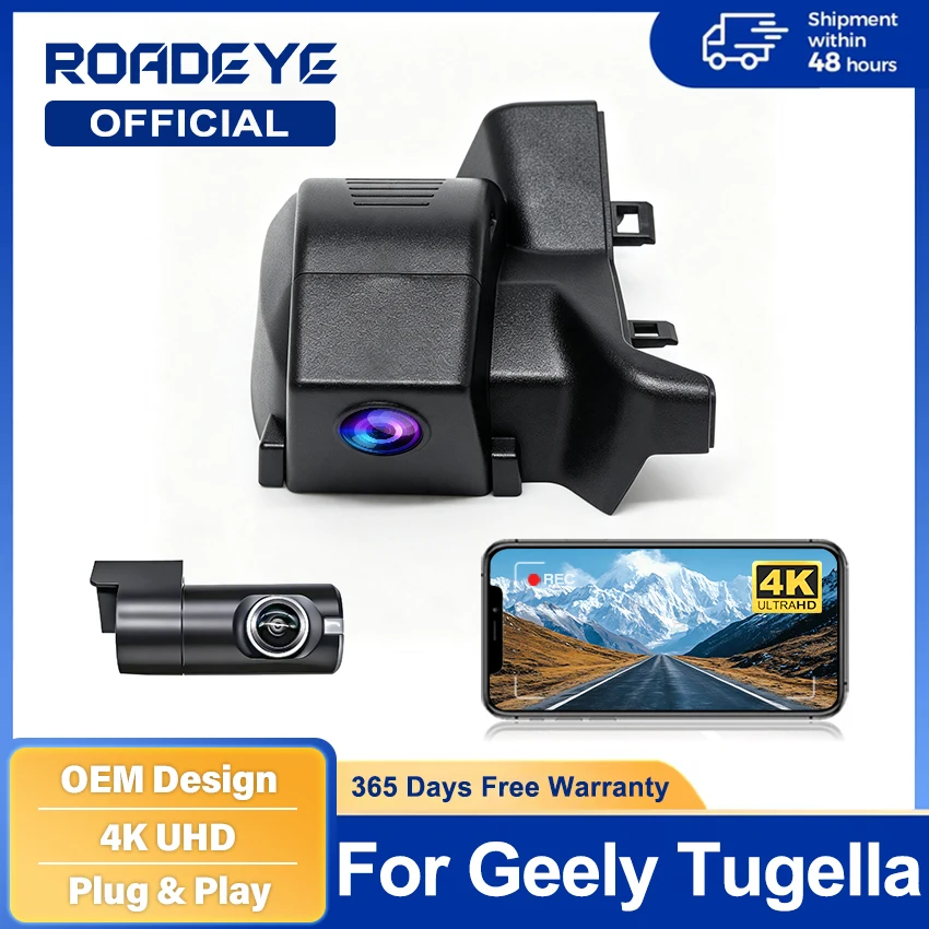New! UHD 2160P Dash Cam Camera Car DVR Wifi Video Recorder For Geely Tugella Xingyue FY11 2020 2021 2022 2023 2024 Dashcam