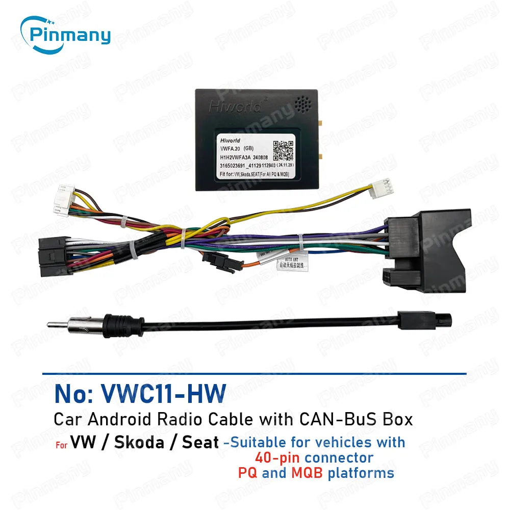 Car Radio Cable Power Wire Harness VWC11 CANBus decoder for VW Lavida Passat Polo Santana Skoda Yeti Rapid Seat Altea Ibiza MQB