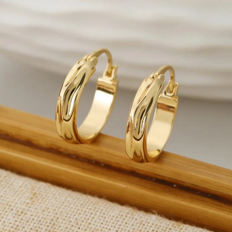 Stainless Steel Gold-Plated Glossy Round Earrings for Women Fashion Simple Waterproof Geometric INS Hoop Earrings Jewelry Gift
