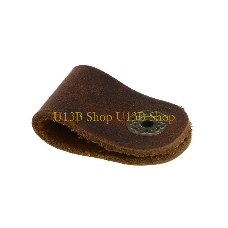 U13B Faux Leather Cable Cord Clip Wrap Bobbin Earphone Wire Winder Tool