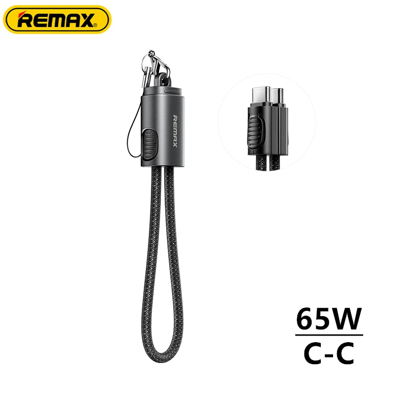 Remax 65W Zinc Alloy Hanging Rope Braided Data Cable Type-C To Type-C PD65W Hig…