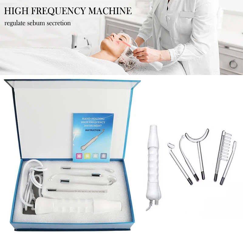 

4 In 1 High Frequency Facial Electrode Wand Electrotherapy Glass Tube Beauty Device for Remove Acne Anti Wrinkle Face Spa Tools