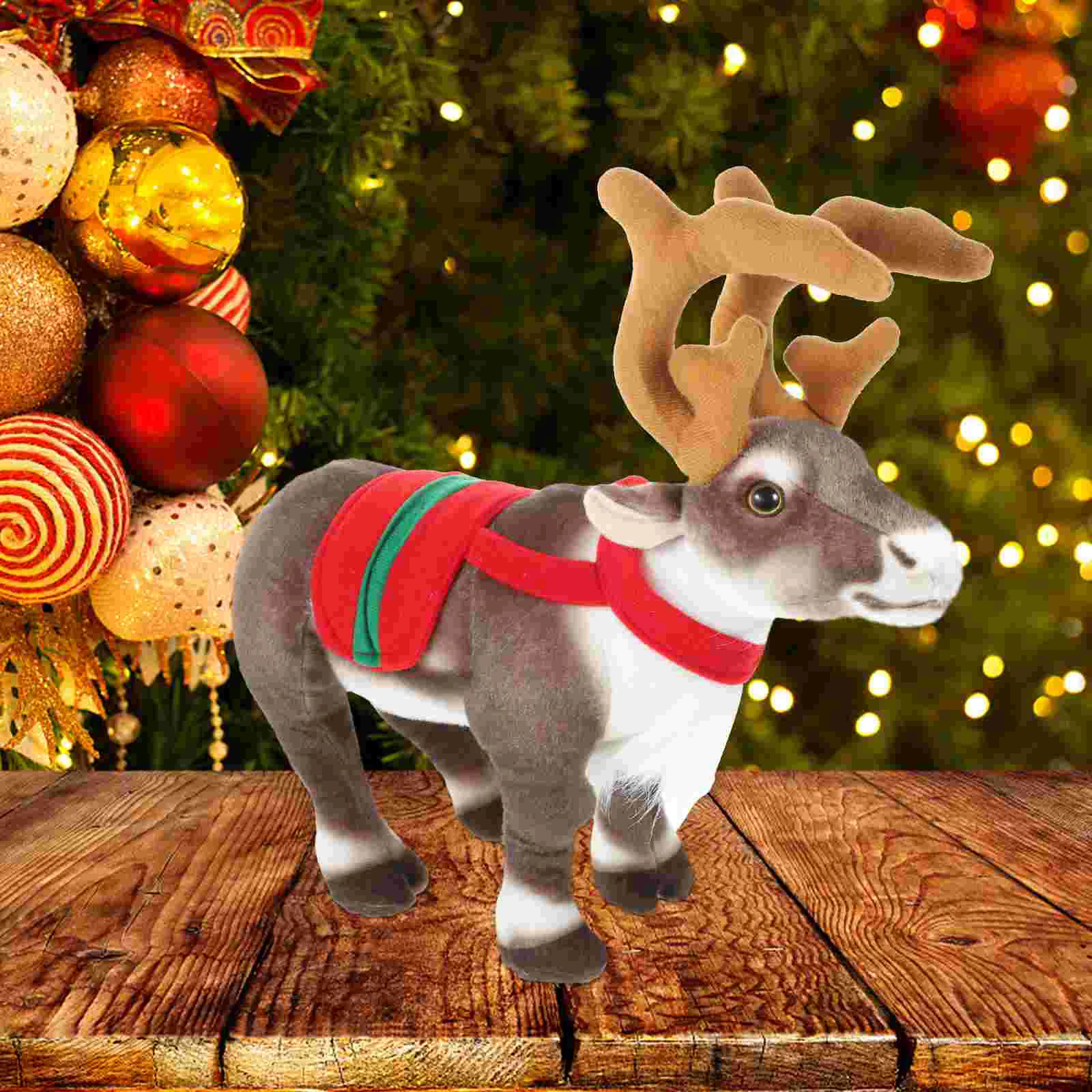 Scene Layout Deer Decoration Christmas Birthday for Girl Accessories Plush Statue Short Ornament Boy