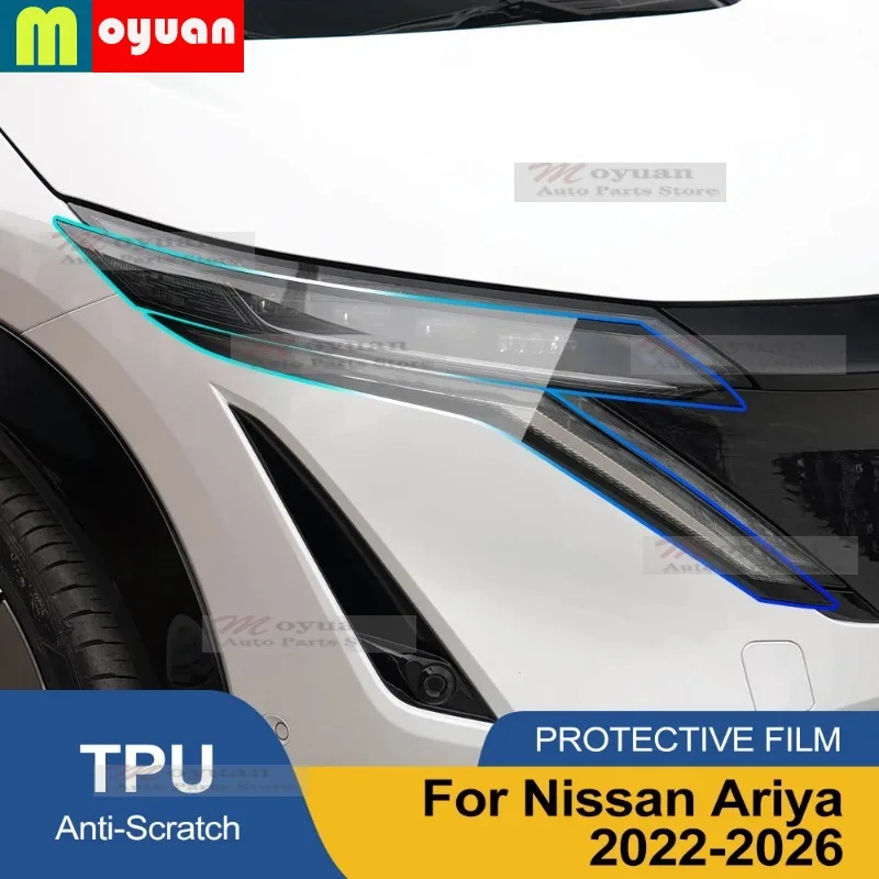 For Nissan Ariya 2022-2026 Car Headlight Protect Car Film Front Headlamp Transparent Black TPU Exterior Sticker Car Accessories