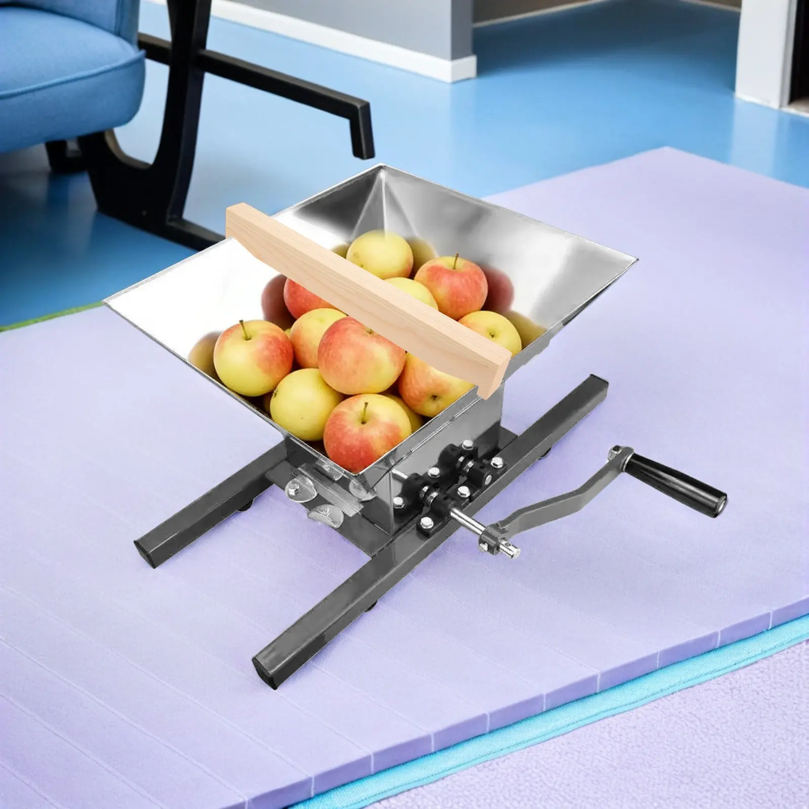 Manual Fruit Crusher Feed Funnel Handle Fixing Rod Wooden Rail .4 Replacement Part for Grape Grinder Kitchen