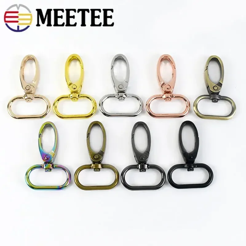 Meetee 30Pcs 16/20/25/32/38mm Metal Buckles Bag Dog Collar Webbing Swivel Clasps Lobster Trigger Clips Snap Hook DIY Accessories