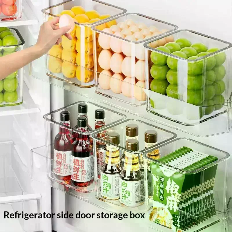 1PCS Fridge Side Door Storage Boxes Portable Vegetables Fruits Preservation Box Kitchen Food Grade Plastic Storage Containers