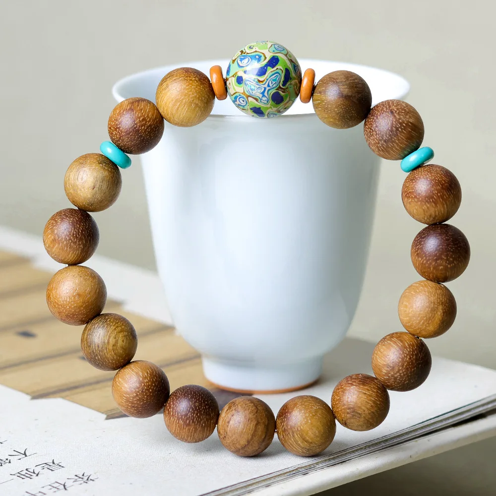 

Shangxin Huangqinan Agarwood Medicine Bracelet Original Cultural and Artistic Chinese Style Hand String with Lacquer