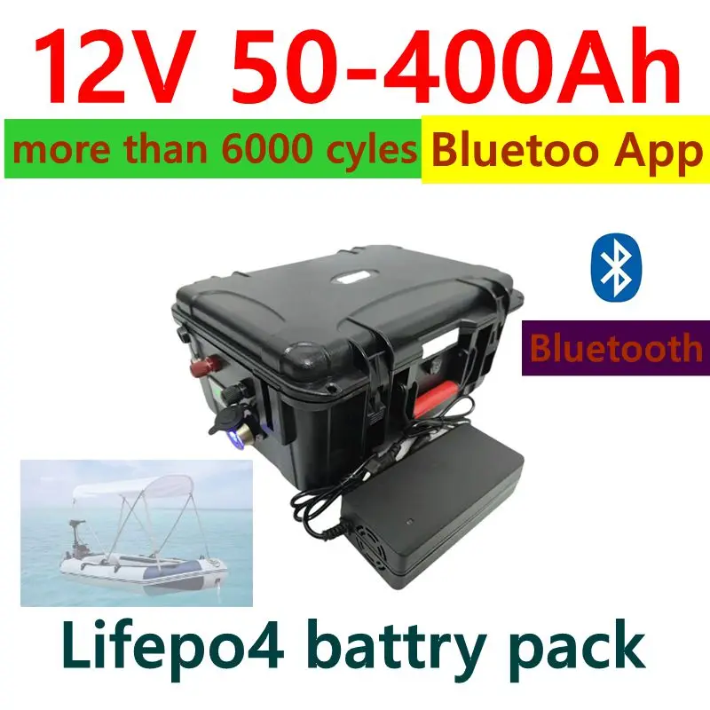 

12 В 200 Ач 100 Ач 150 Ач 300 Ач 400 Ач 500 Ач 600 Ач Lifepo4 литиевая батарея Bluetooth BMS источник питания для инвертора рыбацкой лодки