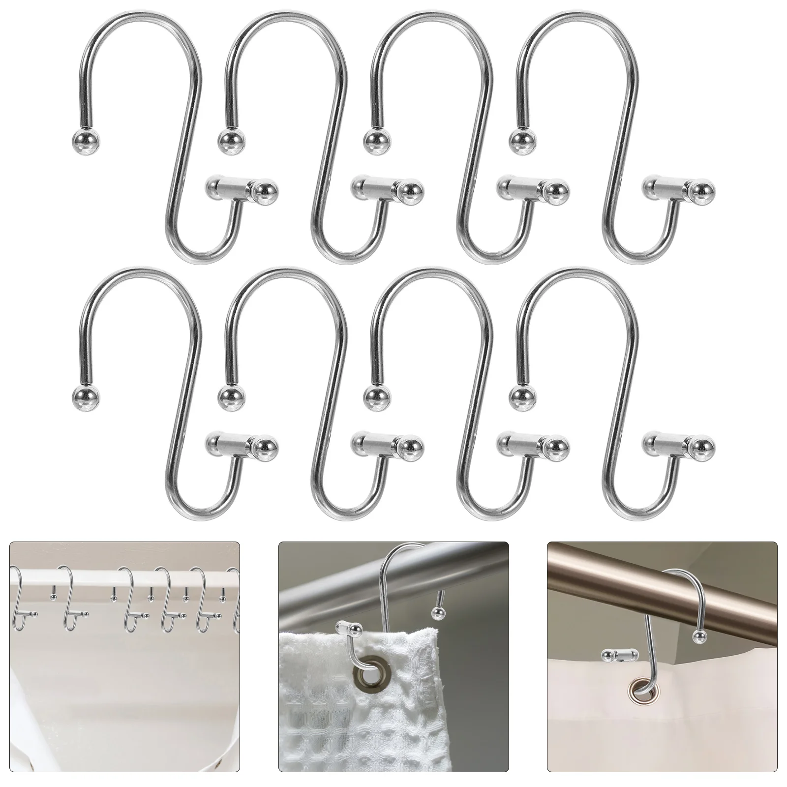 

12Pcs Shower Curtain Hooks Metal S Shape Rustproof Bathroom Shower Curtain Rings Hooks for Drapes Decorative Functional Hangers