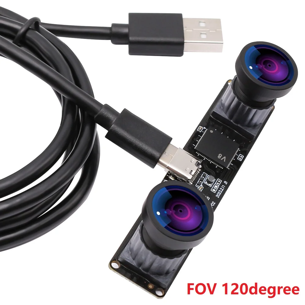 ELP 1080P Dual USB Camera High Speed 60fps Synchronous Stereo Camera 4MP PC Webcam with 120 degree Lens UVC for Face Recognition