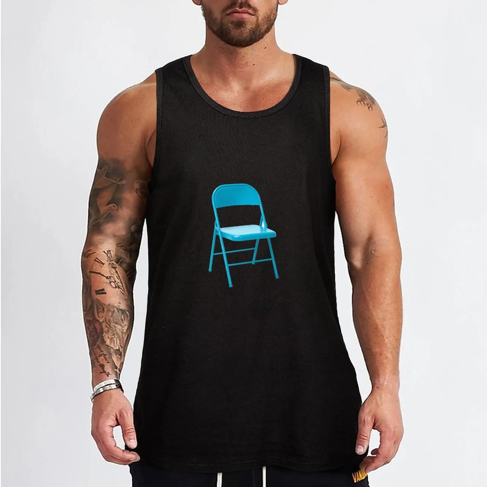 Blue Folding Chair Tank Top Men's singlets Muscle fit sleeveless Men's t-shirts sleeveless man shirts