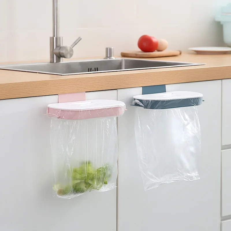 Kitchen Cabinet Door Trash Rack Can Hang Storage Rack Wall-mounted Trash Bag Hanger Trash Can Plastic Bag Bracket Attach-A-Trash