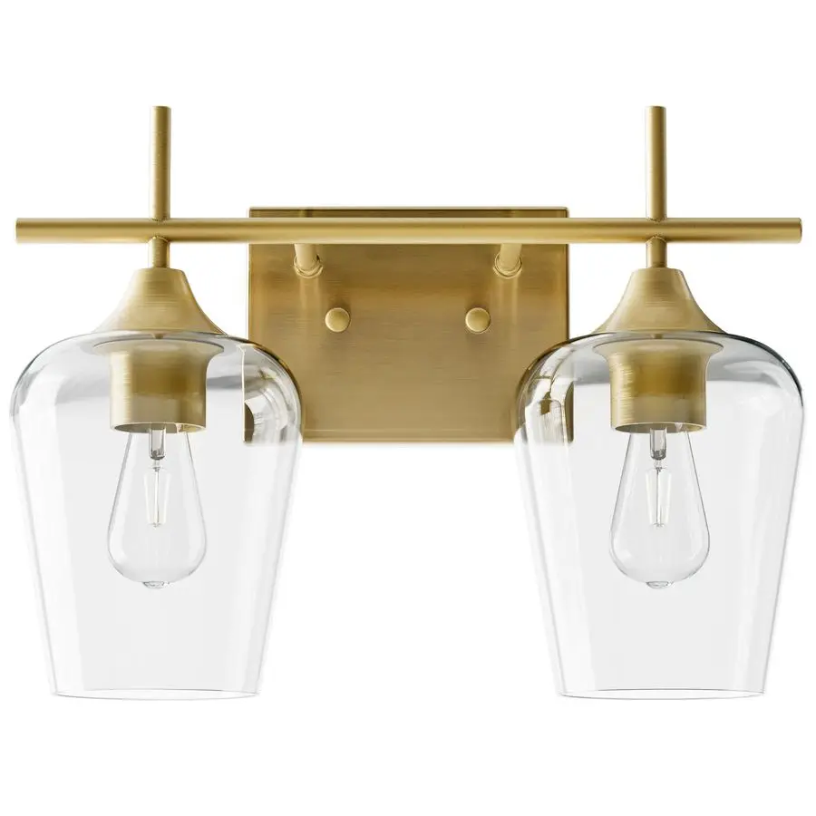 

Bathroom Vanity Light, 2Light Bathroom Light Fixture Over Mirror, Vanity Light Fixtures with Clear Glass, Modern Wall Sconce for