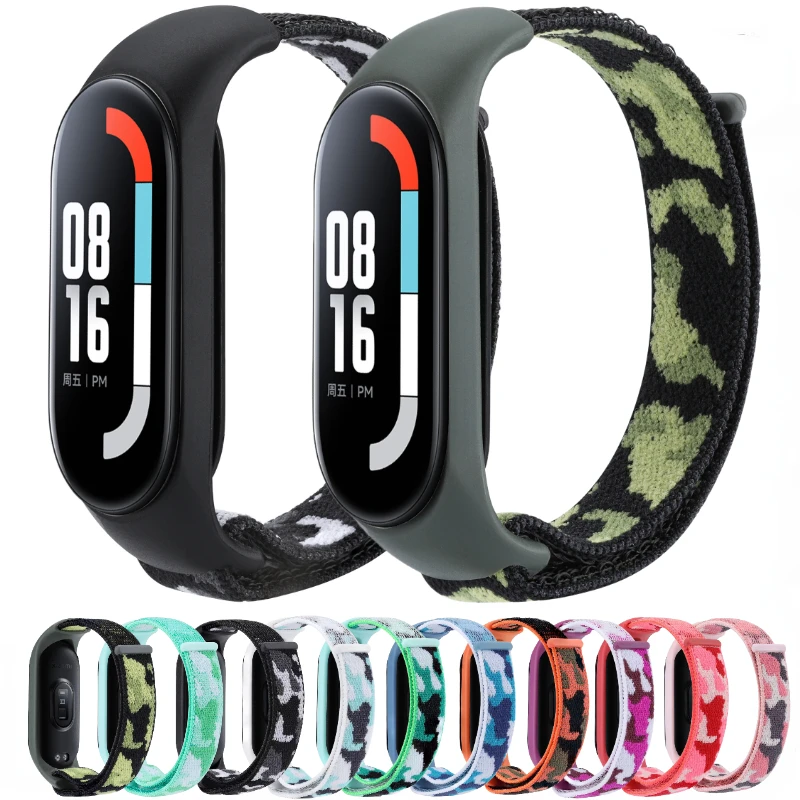 

Nylon Loop Strap For Xiaomi Mi Band 7 6 5 4 3 Bracelet Sport Watch Mi band 7 6 5 Wristband Camouflage Style Miband 4 accessories