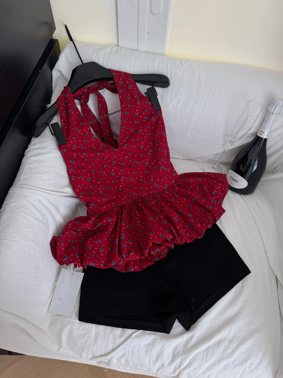 Coreano Sle Puffy Flower Bud Top Ele Bal cinturón pequeño estampado verano irt mujer Faion Casual V-ne chaleco
