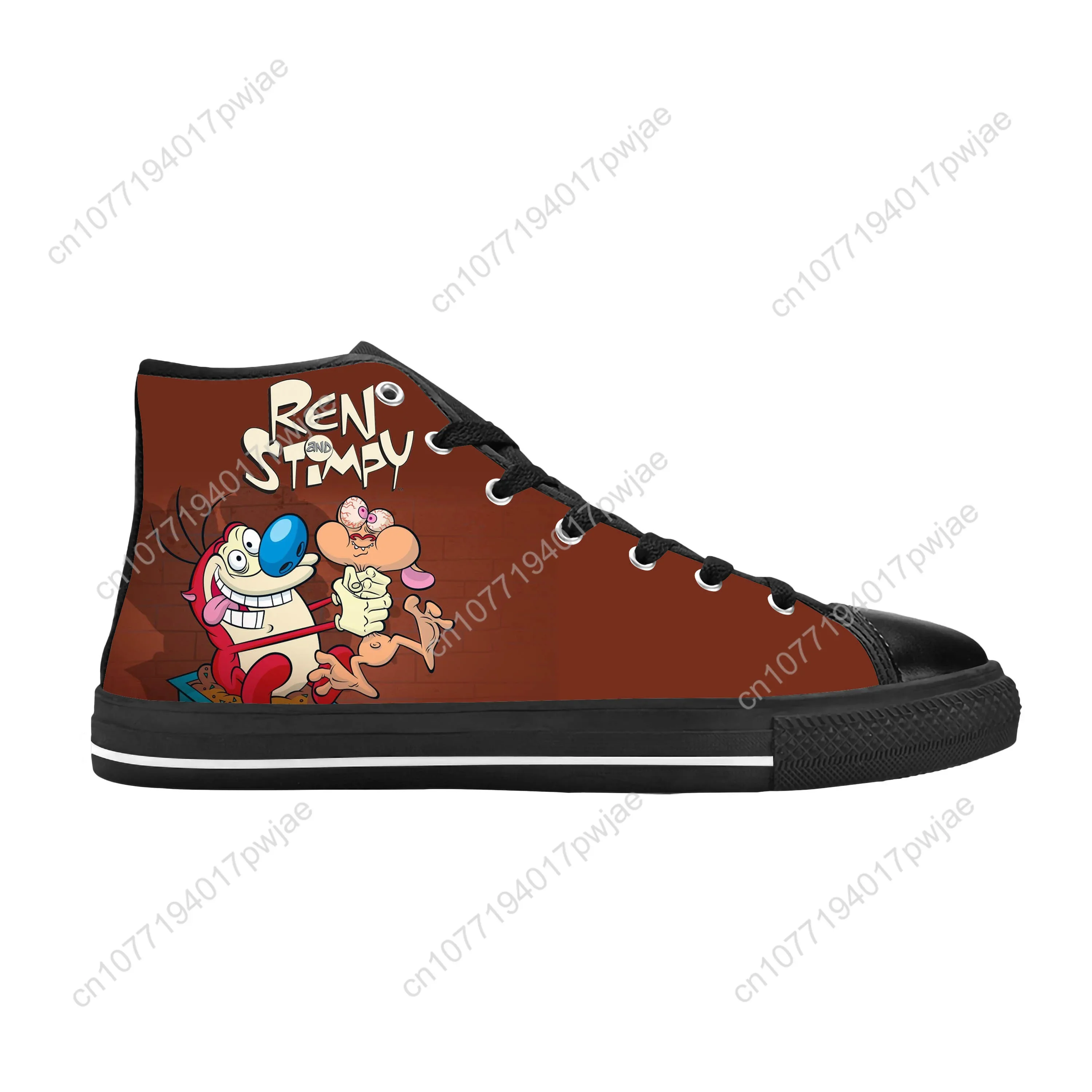 Show Anime Cartoon Stimpy Manga Comic Game Ren Casual Cloth Shoes High Top Comfortable Breathable 3D Print Men Women Sneakers
