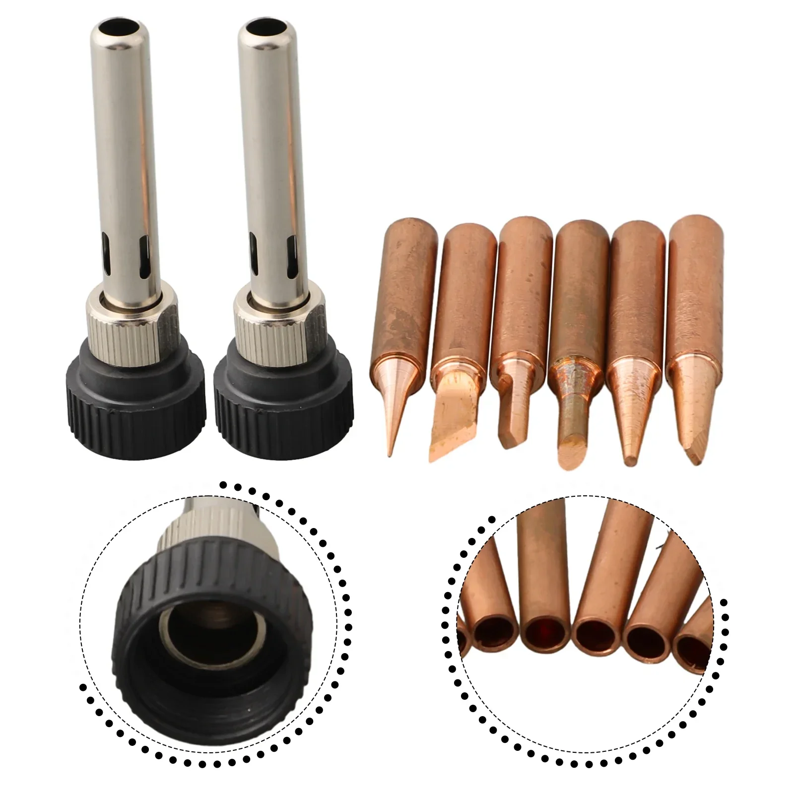 8PCS Copper 900M-T Soldering Iron Tip & Handle Set For 936 937 938 969 8586 852D Soldering Station Welding & Soldering Supplies