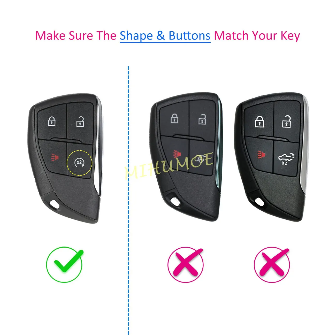 For Chevrolet Colorado Tahoe Silverado GMC Canyon Sierra 1500 2500HD 3500HD Silicone 4 Button Car Key Fob Ring Chain Cover Case view 2