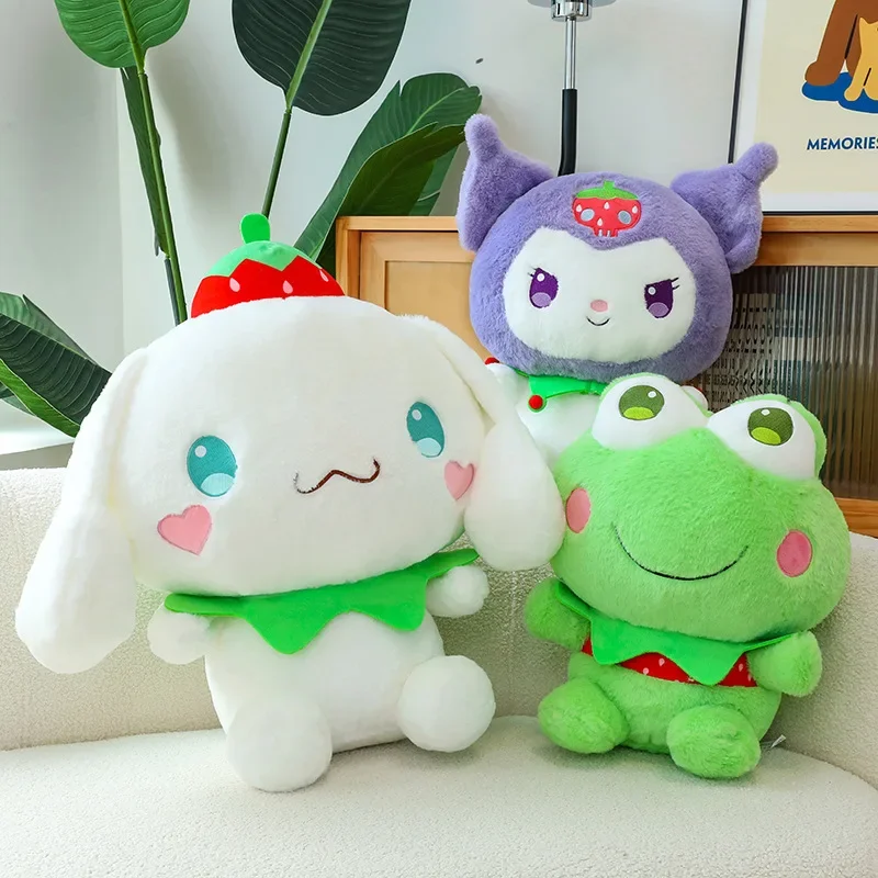 

Новинка плюшевая игрушка Hello Kitty лягушка Sanrio клубника Kuromi Cinnamoroll Keroppi Подушка мультяшная аниме мягкая кукла детский Рождественский подарок